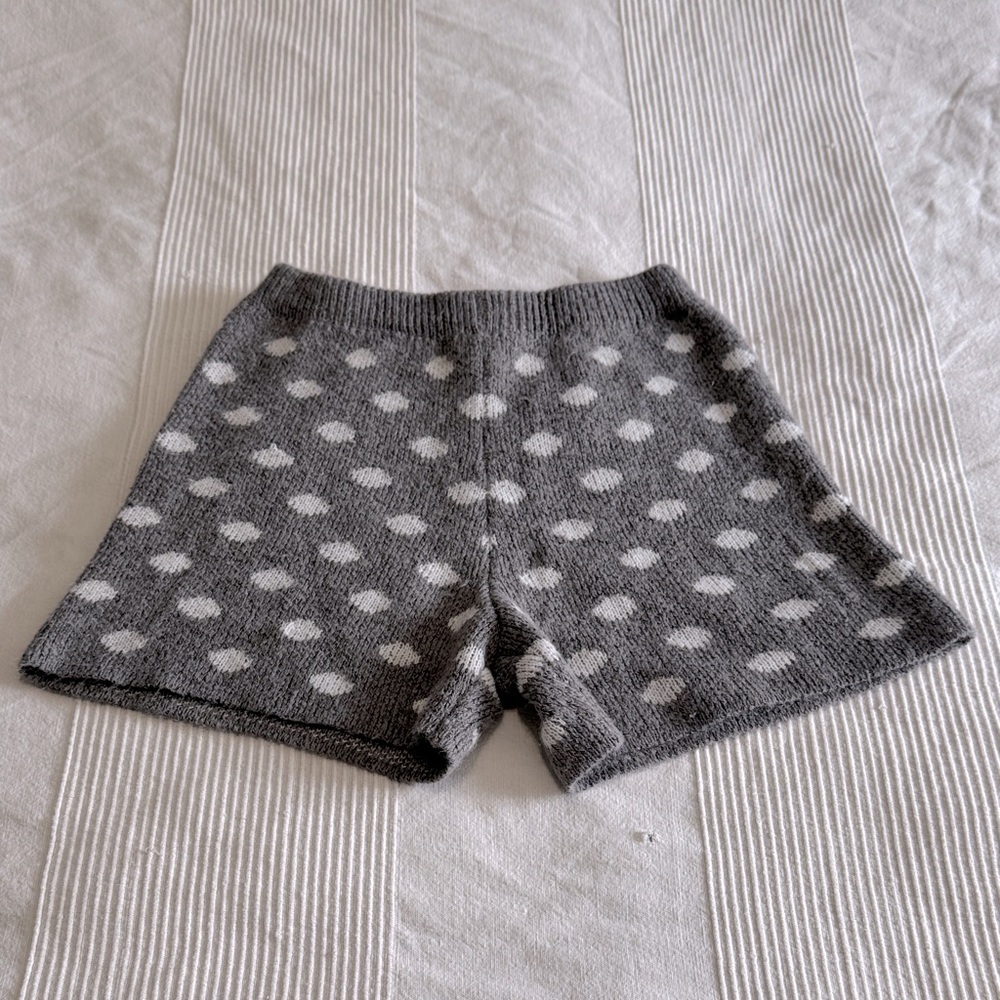 Anthropologie Moon River Gray Polka Dot High Waist Knit Shorts Size Small